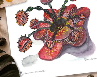 Mamonstera Fantasy Botanical Art Print | World of Pey Watercolor Botanical Illustration
