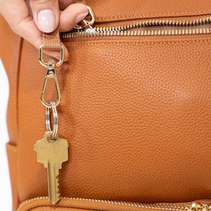 Leather Commuter Backpack - Detachable Key Leash, Luggage Sleeve