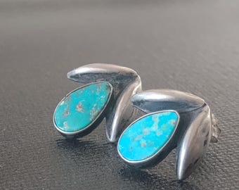 Native American Turquoise Earrings Sterling Silver