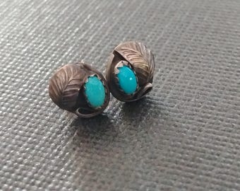 Navajo Turquoise and Silver Earrings