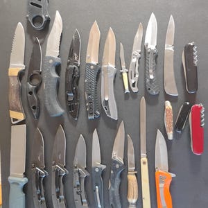 23 Knives Multi brand Gerber, Sog, Buck, Kershaw, Camilus, Victoronix, Huge LOT image 1
