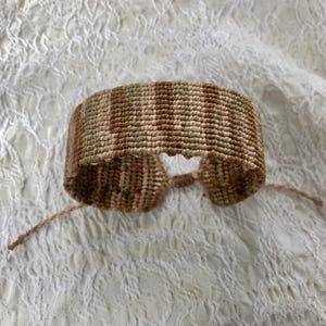 Wide Macrame Bracelet Alpha Pattern – Adjustable Boho Bracelet – Handmade Waxed Thread Jewelry – Earth Tone Unisex Bracelet – Fiber Art