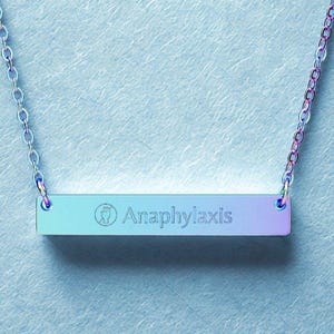 Anaphylaxis Medical Alert Necklace Severe Allergy Epinephrine Req’d Medical ID Jewelry Emergency ICE Alert Necklace Minimalist Gift Custom