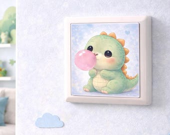 Lichtschalter Sticker, Niedliche Tiere mit Kaugummi, Vinyl V2