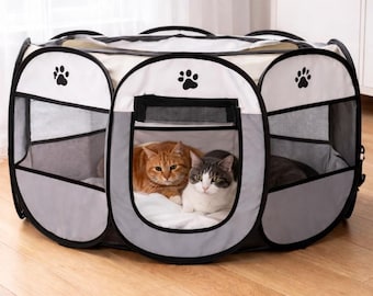 Tienda de campaña portátil y plegable para perros y gatos - Corral para mascotas de interior y exterior, caseta emergente para cachorros, recinto para mascotas, tienda de campaña de viaje para mascotas