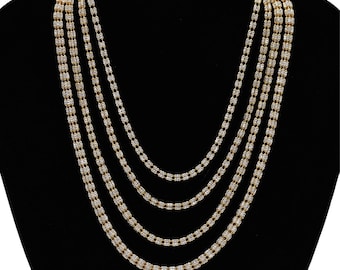 925 Sterling Silver Two Tone Gold Plated Diamond Cut Ice Chain Necklace 18+2 Inches