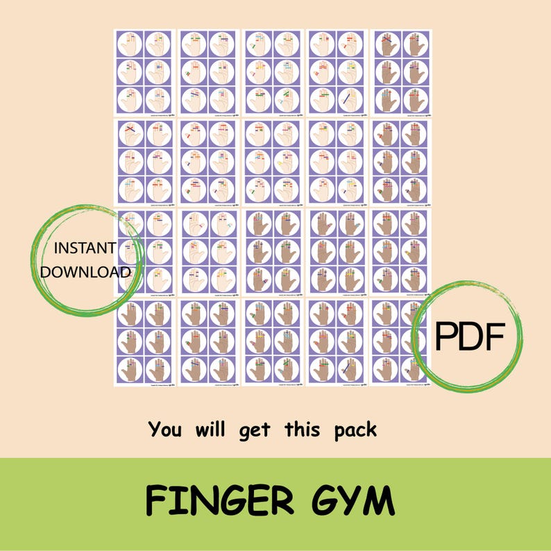 Neuro Gym Worksheets. Finger Activity With Hair Ties, Fine Motor Skills ...