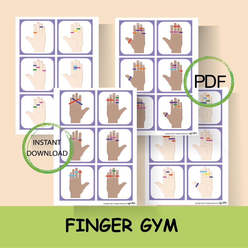 Neuro Gym Worksheets. Finger Activity With Hair Ties, Fine Motor Skills ...