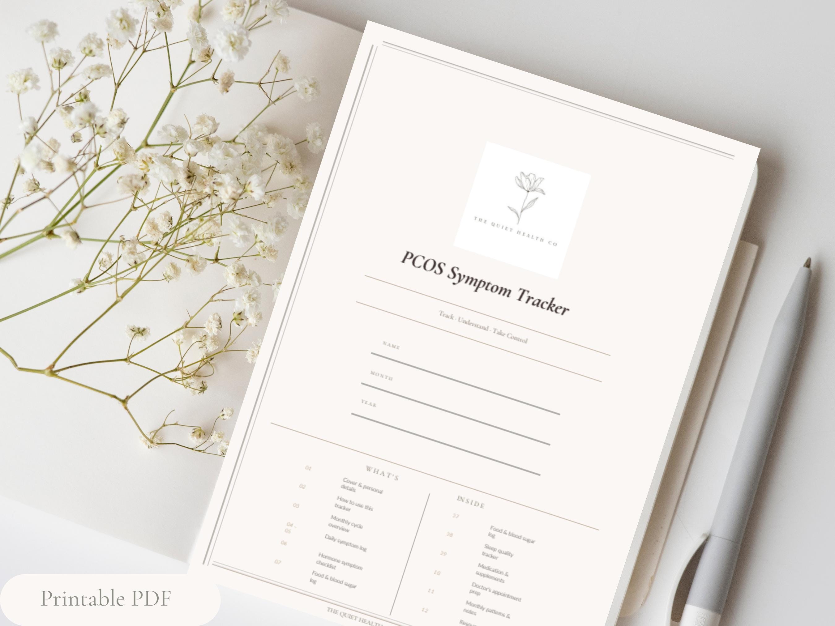 PCOS Symptom Tracker Printable, Simple Cycle and Mood Log, Wellness ...