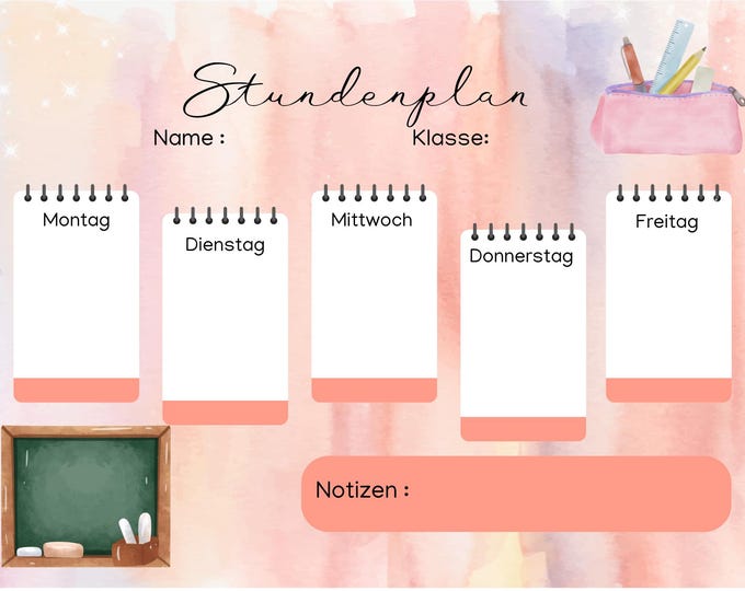 Digitale Vorlagen Stundenplan