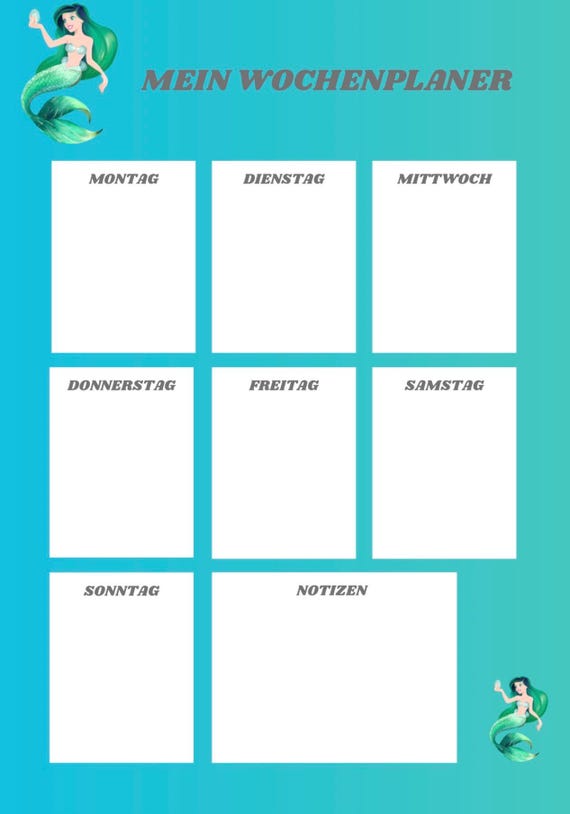 Digital weekly planners for children