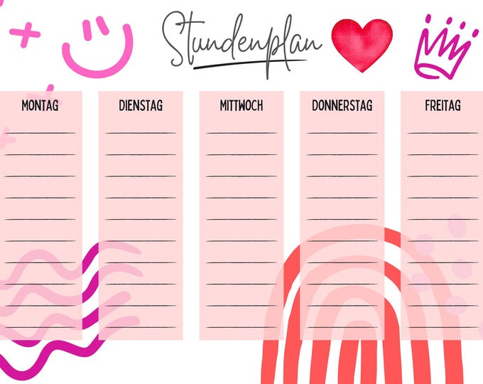 Digitale Vorlagen Stundenplan