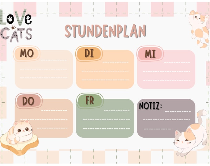 Digitale Vorlagen Stundenplan
