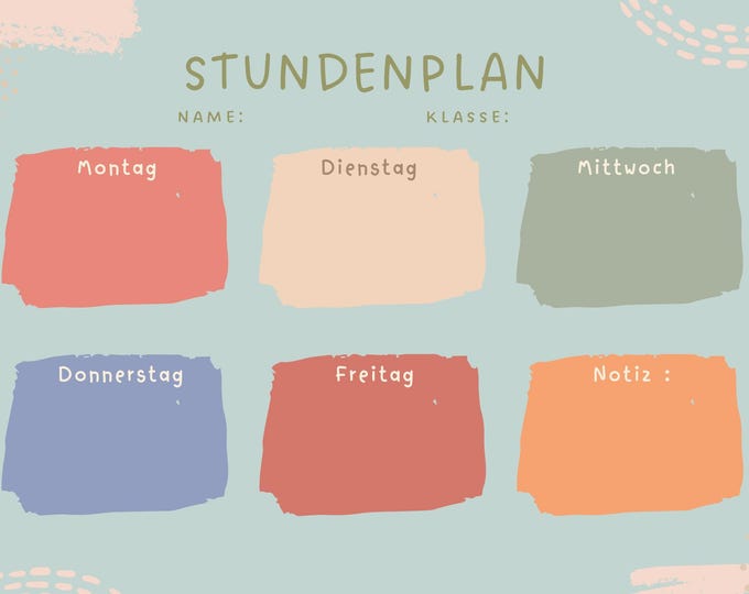 Digitale Vorlagen Stundenplan
