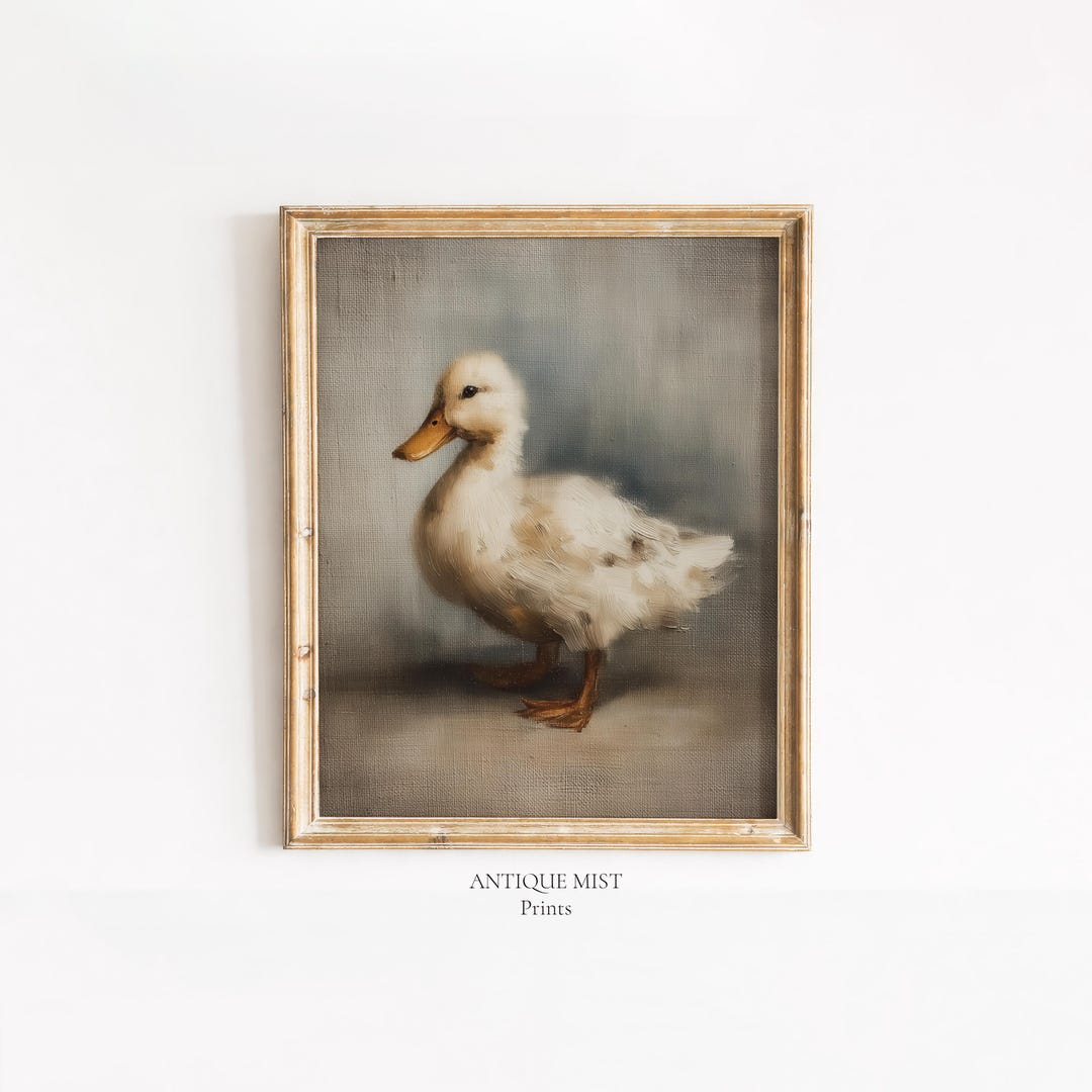 Vintage Baby Duck Painting Farm Animal Wall Art, Cottagecore Nursery ...