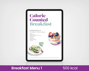Ricette per la colazione da 500 kcal / Piano alimentare ipocalorico in formato PDF contenente 14 ricette