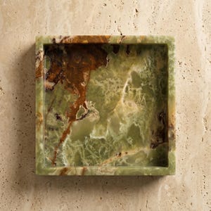 Green Onyx Square Tray, Natural Stone Decorative Tray image 4
