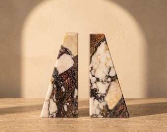 Calacatta Viola Marble Bookends, Natural Stone Bookend Pair