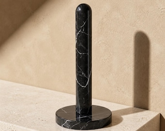 Black Marble Paper Towel Holder, Natural Stone Kitchen Roll Stand, Luxury Countertop Decor
