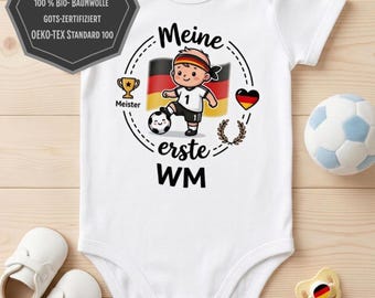 Meine erste WM 2026 Babybody Bio Baumwolle | Fußball Strampler Deutschland Fan | Baby Fan Outfit | WM Baby Geschenk zur Geburt