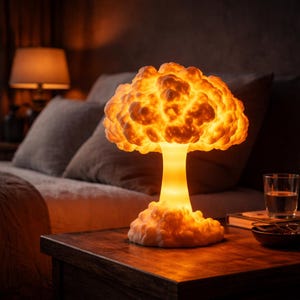 Lampe champignon nuage en résine, veilleuse explosive, lampe de bureau d'ambiance unique, fait main, décoration atomique, cadeau sympa pour lui, lumière de la salle de jeux