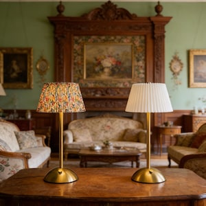 Vintage Brass Table Lamp, Pleated Fabric Shade Lamp, Warm Cozy Bedside Light, Minimalist  Style Desk Lamp,  Type-C charging port