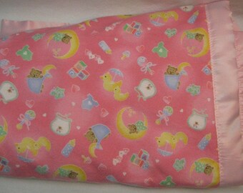 Satin baby blanket, Girls baby blanket, Minky blanket, Baby Blanket girls, Security Blanket, satin trim Blanket,toddler blanket,pink blanket