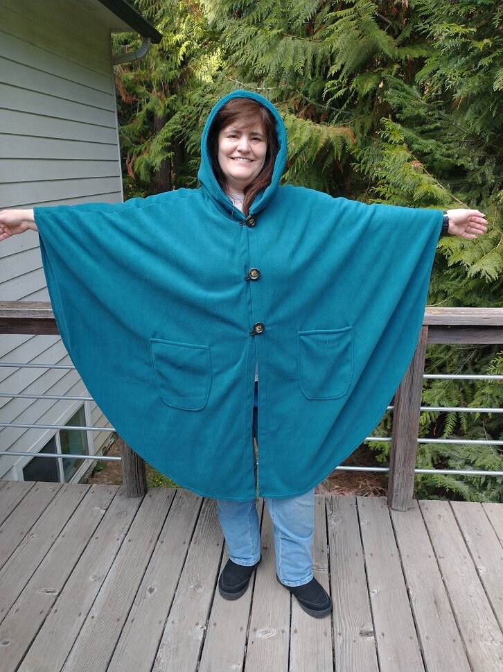 Womens hooded poncho sale