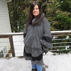 Poncho, womens poncho, fleece poncho, hooded poncho, two tone poncho, multi color poncho, poncho women, plus size poncho, poncho for women