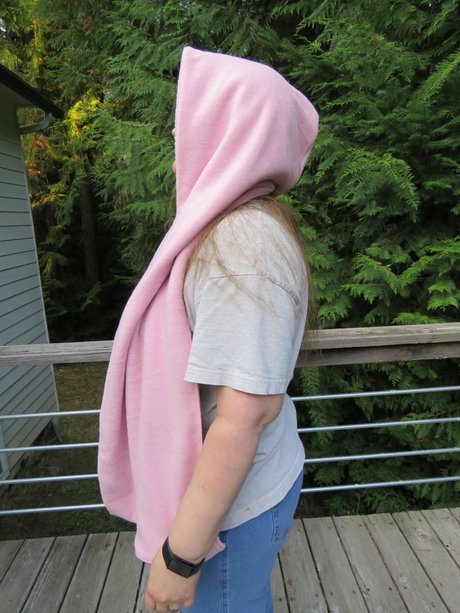 Reversible Hooded Fleece Scarf, Fleece Scarf, Hooded Scarf, Fleece