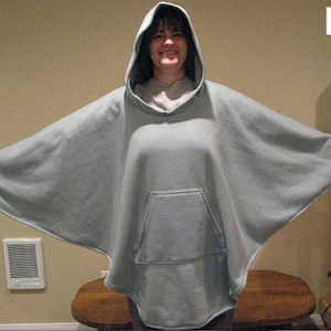 fleece poncho with hood