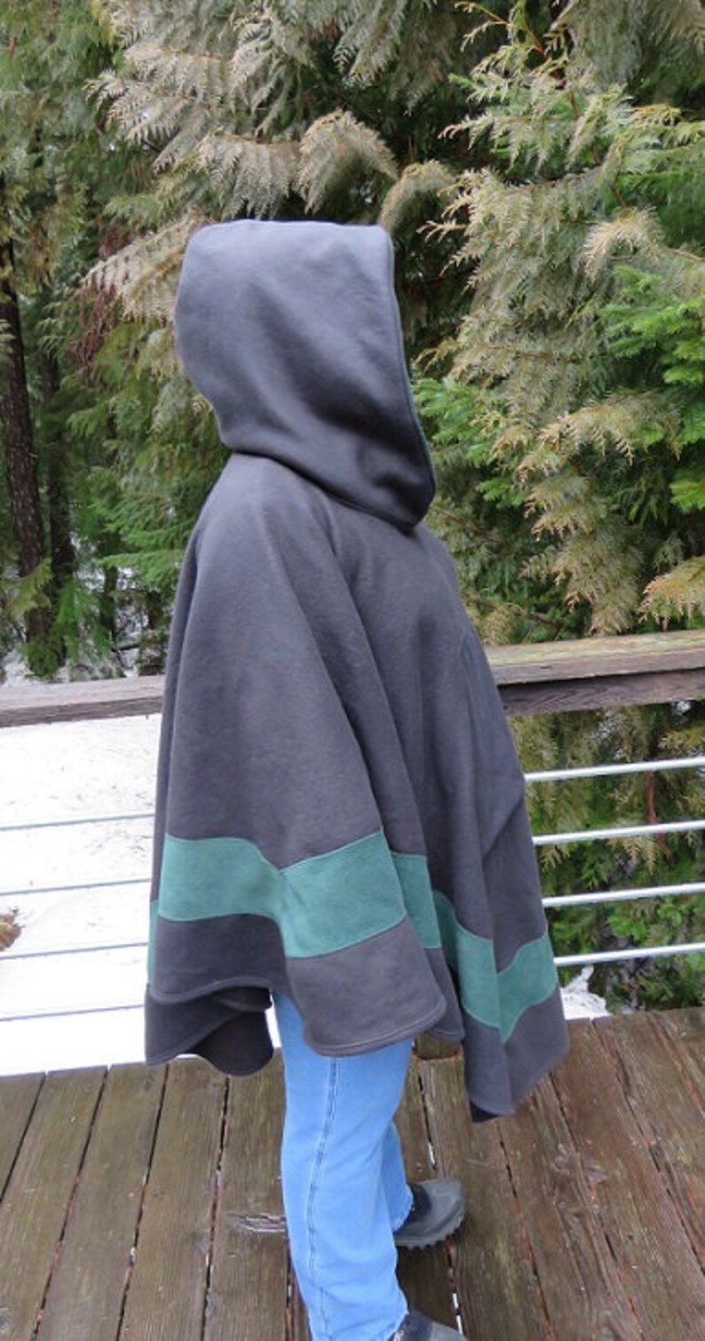 Poncho Hoodie Mens Poncho Mens Hoodie Fleece Hoodie Black Etsy