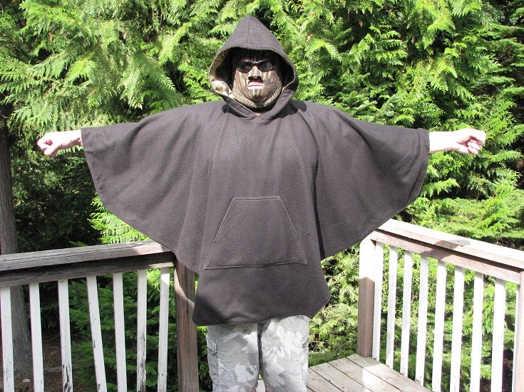 Poncho Mens Poncho Fleece Poncho Hooded 