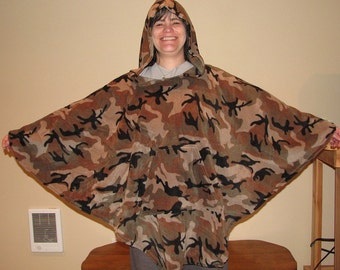 poncho, womens poncho, hooded poncho, fleece hooded poncho, camo poncho, womens camo poncho, poncho for women, plus size poncho