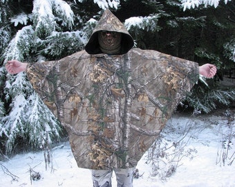 poncho, Mens Poncho, Hooded Poncho, Hooded Fleece Poncho, Reversible Poncho, camo poncho, hunting poncho, poncho men, poncho for men