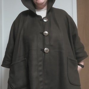 Women&#39;s cape, hooded cape, mens cape, women&#39;s ruana, hooded ruana, heavy weight fleece cape, plus size cape, womens coat, womens jacket