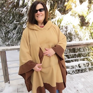 Womens poncho, hooded poncho, fleece poncho, multi color poncho, two tone poncho, plus size poncho, hooded fleece poncho, poncho for women