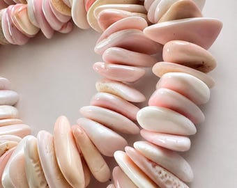 Natural Shell Disc Beads: Pink White Organic Heishi Strand for Statement Necklaces
