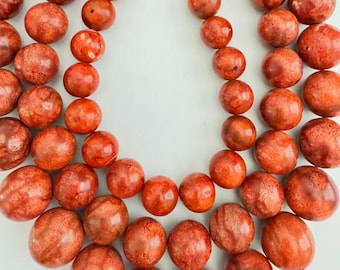 Natural Red Sponge Coral Beads 12 14 16mm Round Coral Beads Genuine Sea Coral Jewelry Making Supplies High End Statement Bracelet DIY