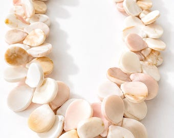 Marbled Queen Conch Shell Teardrop Beads 16” Natural Pink Ivory Freeform Strand Organic Jewelry Making Supplies Top Drilled