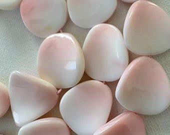 Natural Queen Conch Shell Beads, Soft Blush Pink & Ivory Shell, Organic Freeform Nugget Beads, 16 Inch Strand, Jewelry Making Supplies