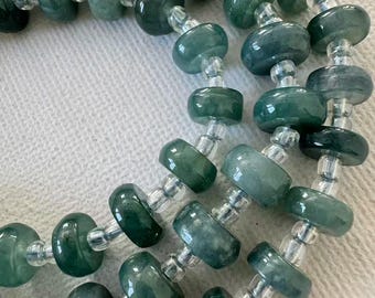 Guatemala Jade Rondelle Beads 3x8mm, Natural Green Jade Heishi Rondelle Strand, Jewelry Making Supply, Necklace Bracelet Earring Beads
