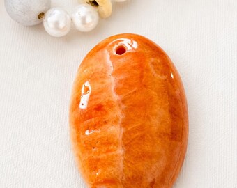 One of a Kind Natural Orange Spiny Shell Pendant 23x33mm Genuine Sea Shell Focal Bead Ocean Jewelry Making Statement Necklace DIY