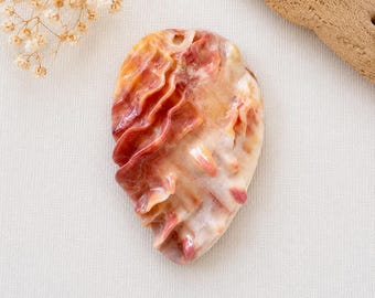Ocean Flame Shell Pendant, One of a Kind Natural Shell Pendant, Sunset Shell Focal Pendant, Coastal Jewelry Supply, Designer Shell