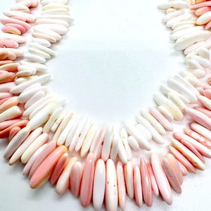 Pink Shell Beads Long Stick Ivory Mix 16 Inch Strand Jewelry Making Supplies DIY Necklace Bracelet