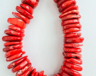 Large Red Coral Nugget Beads Strand – Bold Organic Jewelry Making Supplies