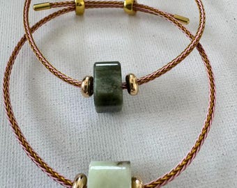 Natural Guatemala Jade Bracelet, Adjustable Cord Bracelet, Green Jade Bracelet, Black or Pink Cord, Unisex Gift
