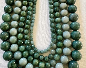 Natural Guatemala Jade Beads Green Round Gemstone Beads Smooth Polished Jade Strand for Jewelry Making Bracelet Necklace DIY