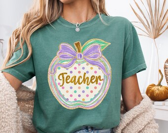 Comfort Colors®  Teacher Shirt, Spring Teacher Teams Tee, Back to School Apple T-Shirt, Teacher Appreciation Gift for New Teacher