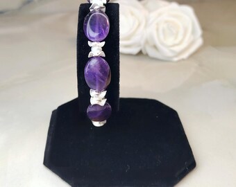 Amethist parelarmband, natuurlijke edelsteen, spirituele bescherming, handgemaakte sieraden